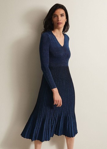 Phase Eight Jessamin Shimmerted Knitwear Blue Australia | CO4328967